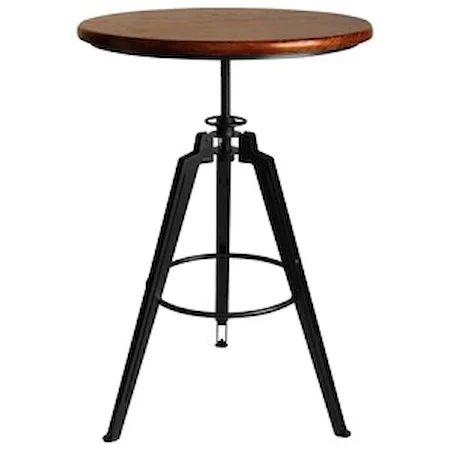 Industrial Adjustable Pub Table with Ash Wood Tabletop